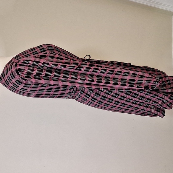 Ganni Georgette Check Long sleeve crepe wrap dress SZ 40 - Picture 11 of 16
